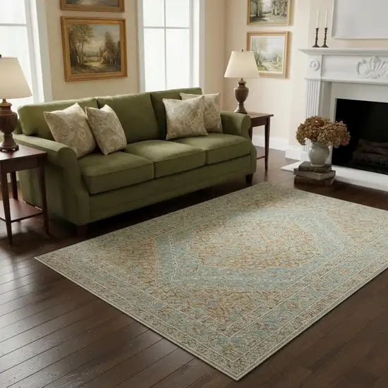 Brown Medallion Area Rug With Fringe Photo 1
