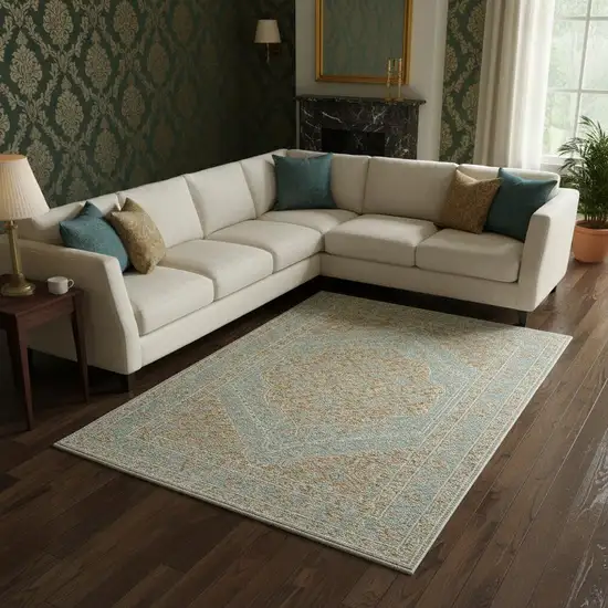 Brown Medallion Area Rug With Fringe Photo 1