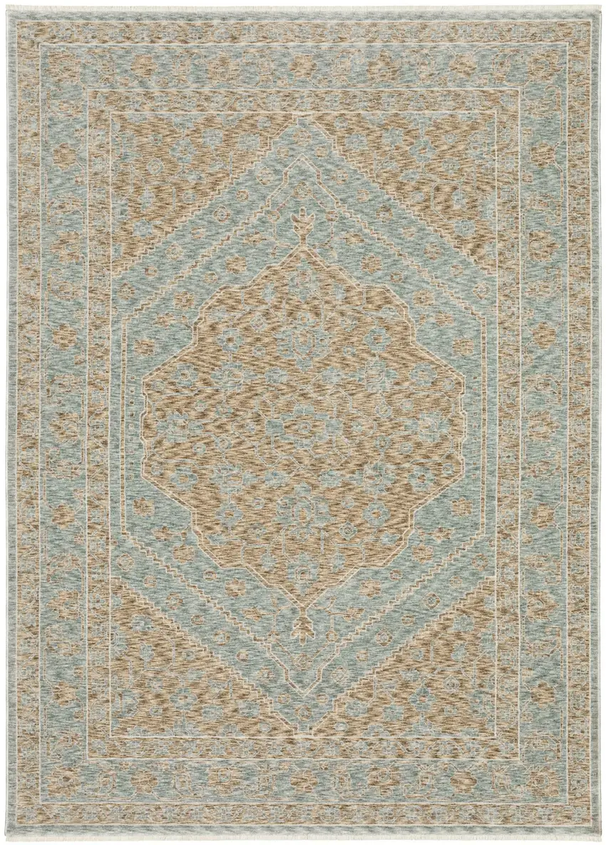Brown Medallion Area Rug With Fringe Photo 2
