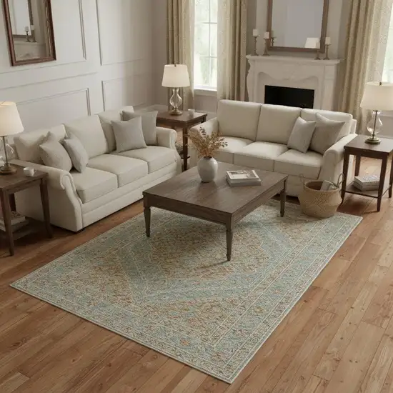 Brown Medallion Area Rug With Fringe Photo 1