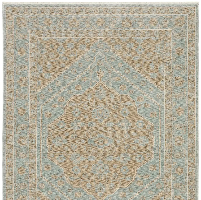 Brown Medallion Area Rug With Fringe Photo 5