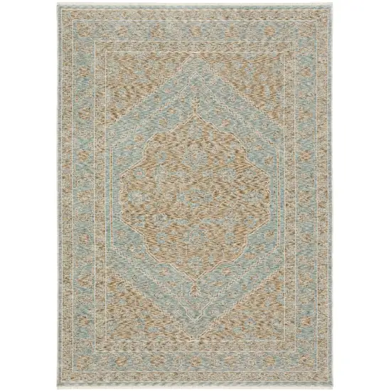 Brown Medallion Area Rug With Fringe Photo 6