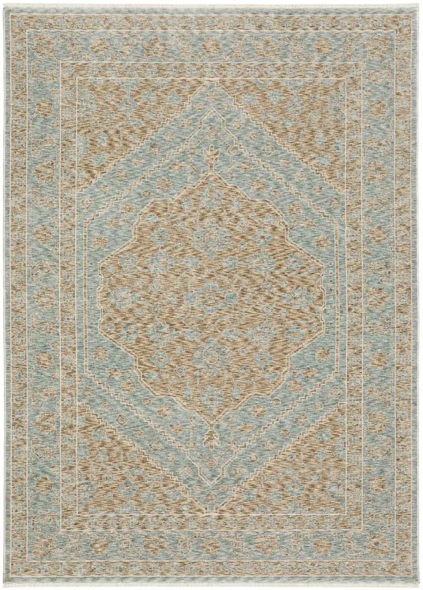 Brown Medallion Area Rug With Fringe Photo 6