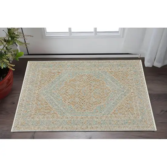 Brown Medallion Area Rug With Fringe Photo 1