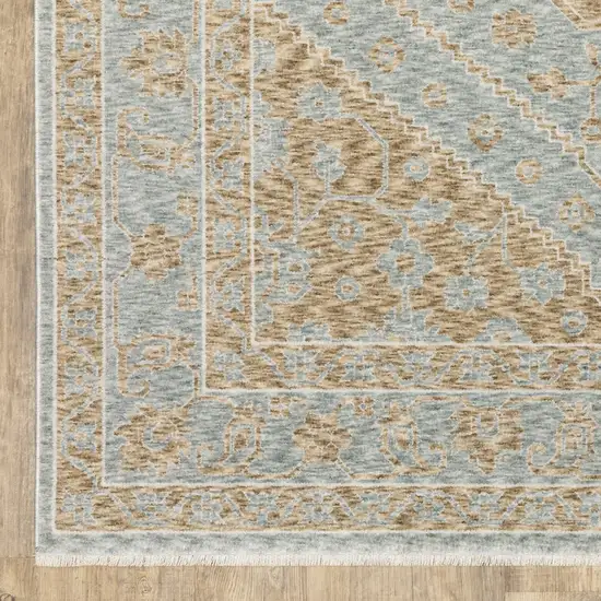 Brown Medallion Area Rug With Fringe Photo 5