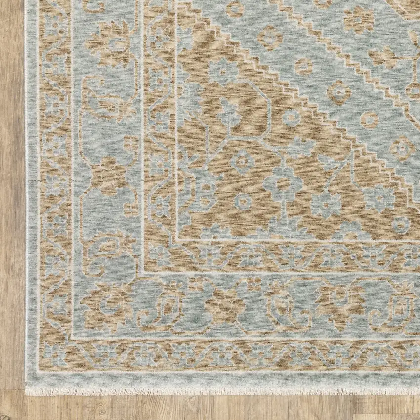 Brown Medallion Area Rug With Fringe Photo 5