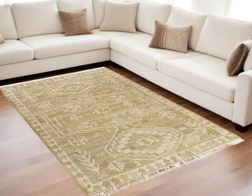 Brown Medallion Hand Woven Area Rug Photo 1