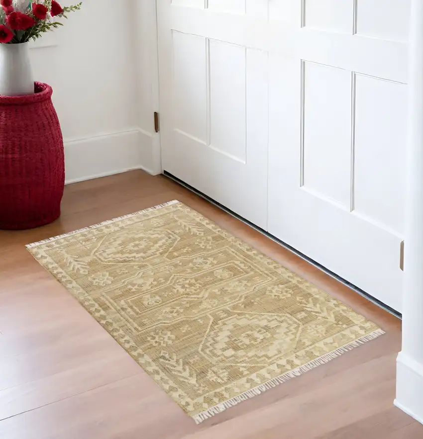Brown Medallion Hand Woven Area Rug Photo 7