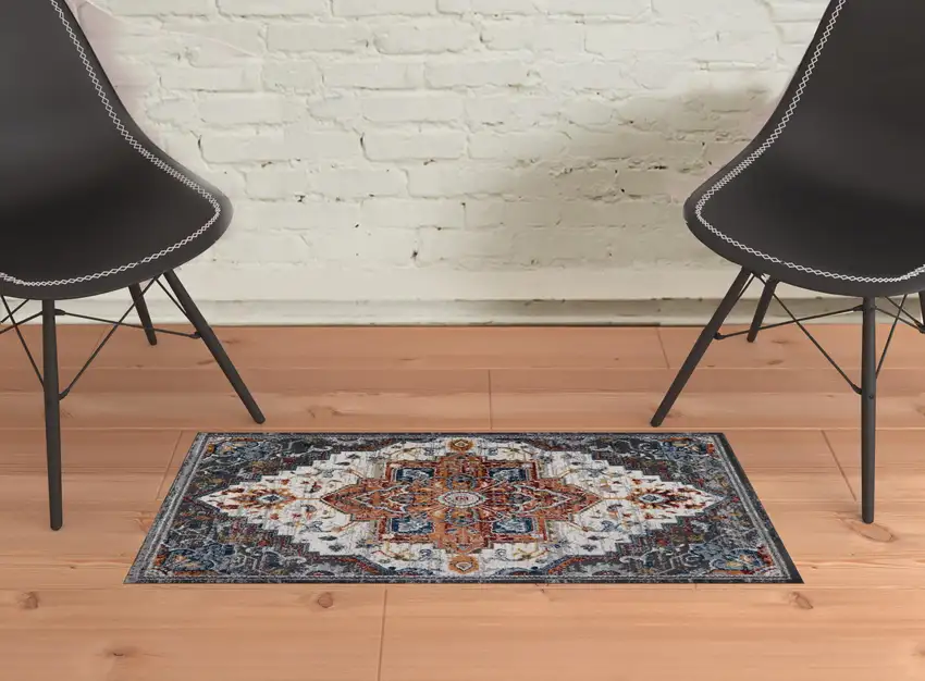 Brown Medallion Power Loom Area Rug Photo 2