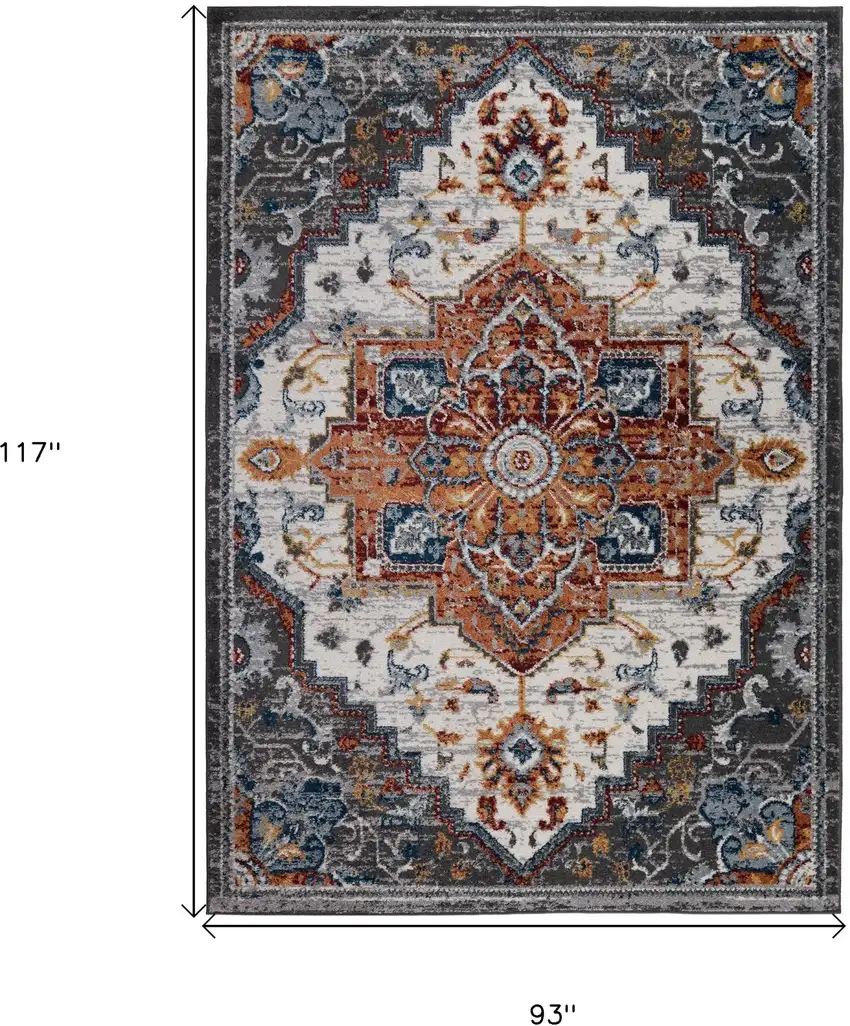 Brown Medallion Power Loom Area Rug Photo 9