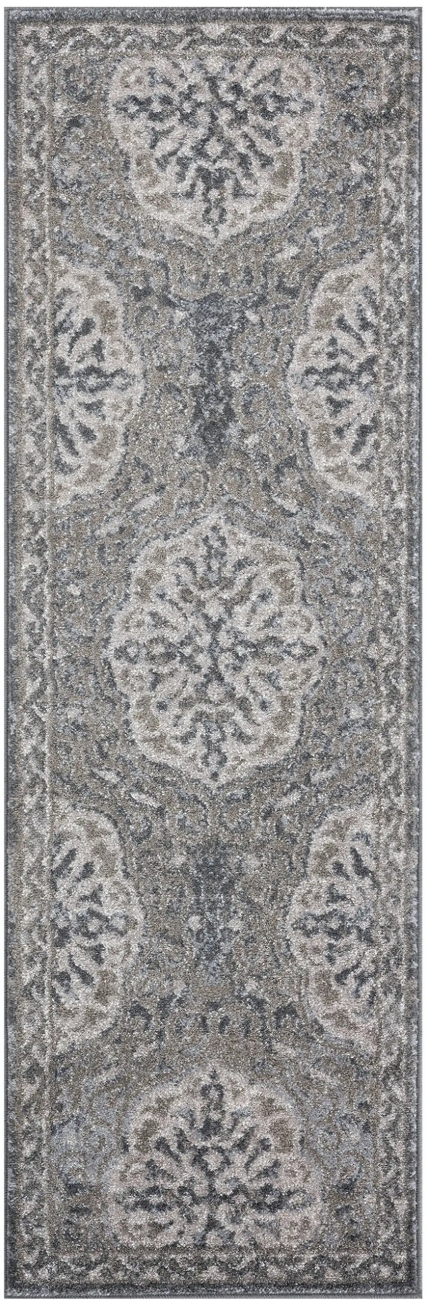 Brown Medallion Power Loom Runner Rug Photo 1
