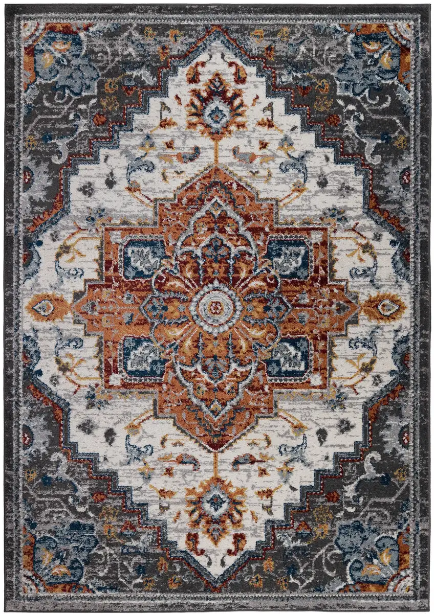 Brown Medallion Power Loom Runner Rug Photo 1