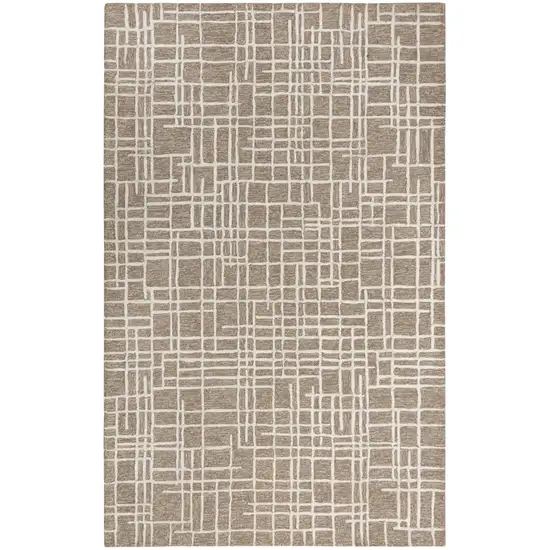 Brown Natural And Ivory Wool Geometric Hand Tufted Area Rug Photo 2
