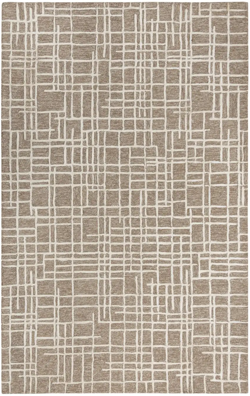 Brown Natural And Ivory Wool Geometric Hand Tufted Area Rug Photo 2