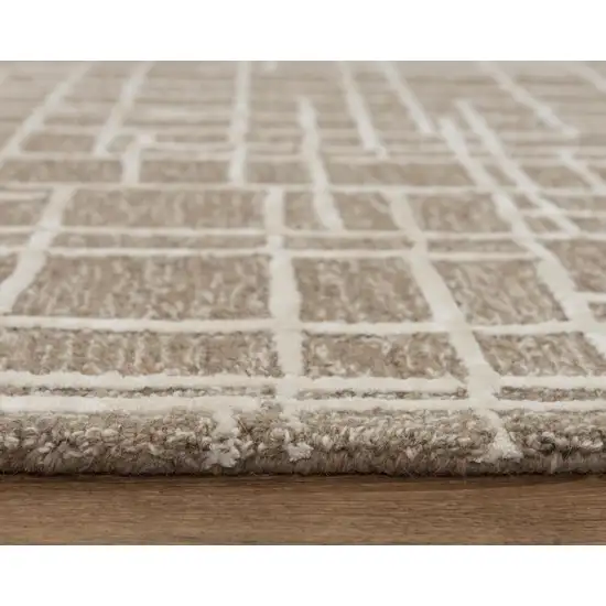 Brown Natural And Ivory Wool Geometric Hand Tufted Area Rug Photo 1