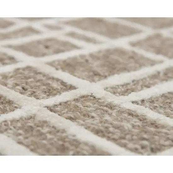 Brown Natural And Ivory Wool Geometric Hand Tufted Area Rug Photo 4
