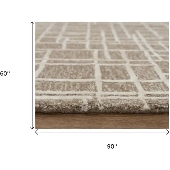 Brown Natural And Ivory Wool Geometric Hand Tufted Area Rug Photo 6