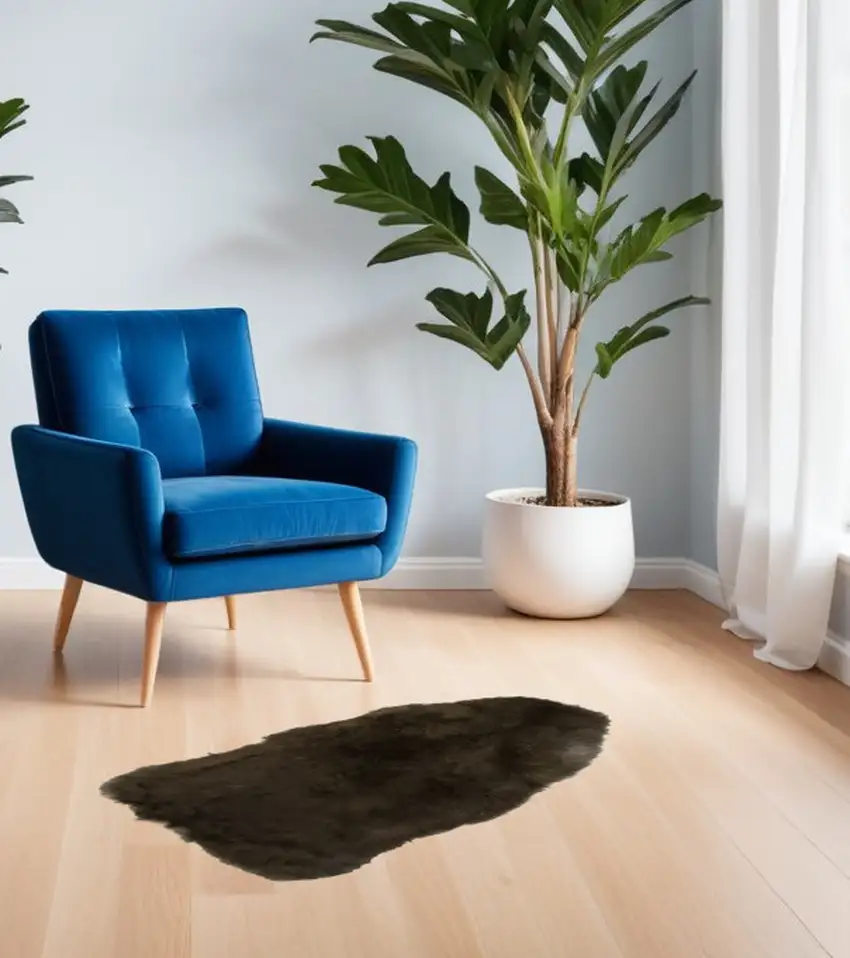Brown  Natural Sheepskin Single Short Haired Area Rug Photo 1
