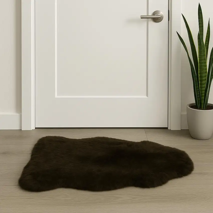 Green And Black Genuine Sheepskin Shag Area Rug Photo 1
