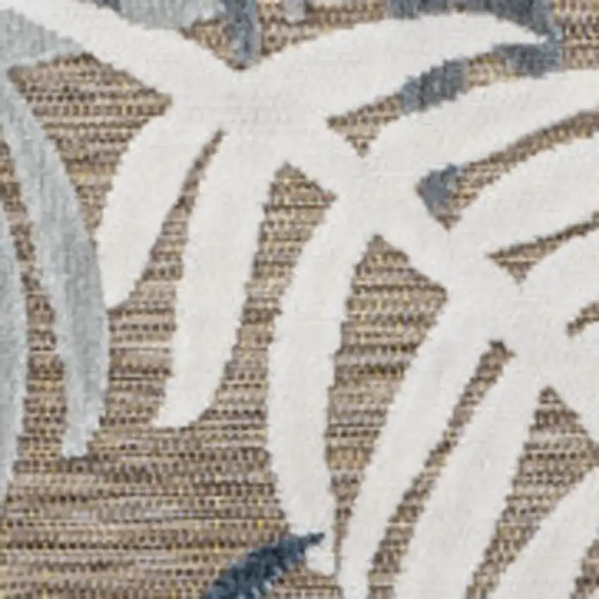 Brown Navy Blue And Ivory Floral Indoor Outdoor Area Rug Photo 3