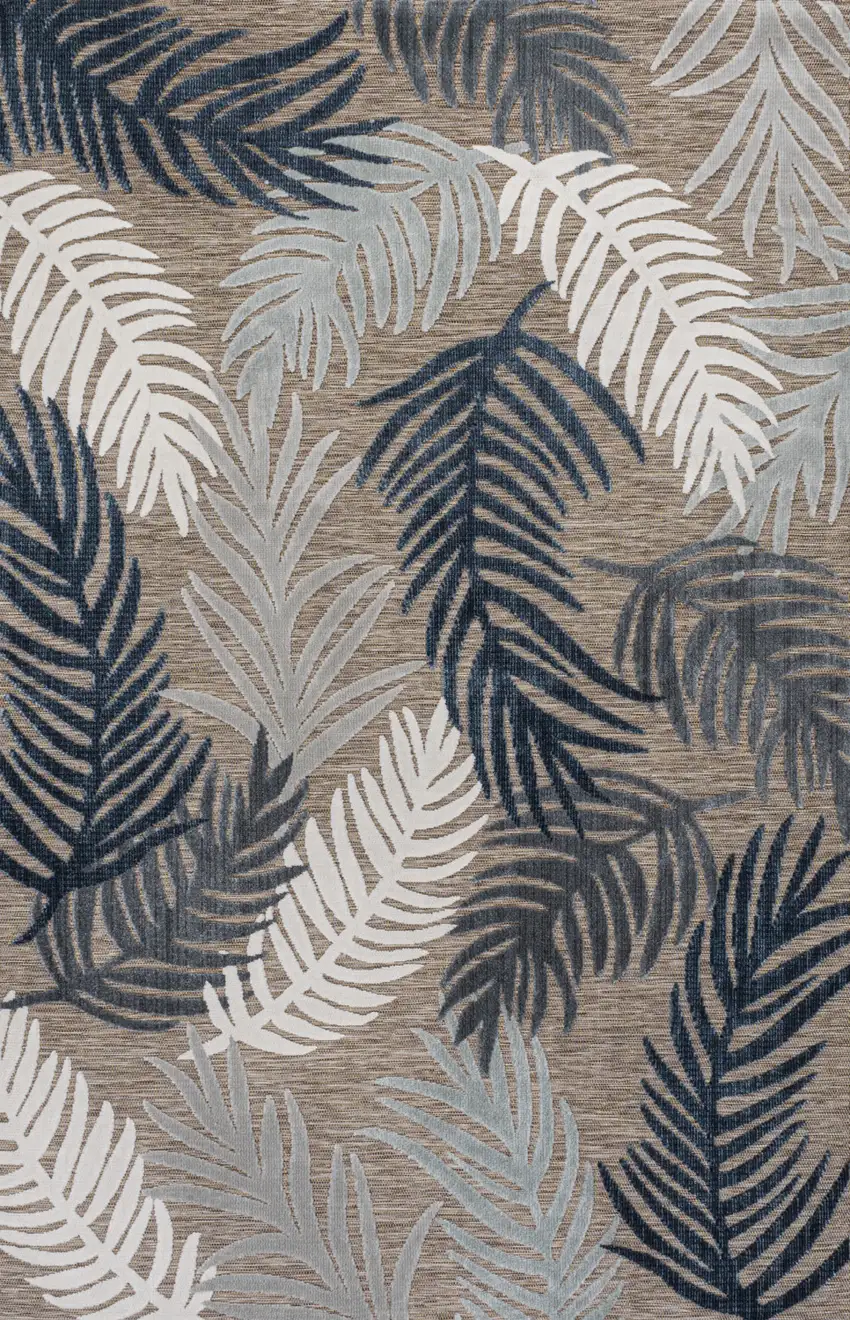 Brown Navy Blue And Ivory Floral Indoor Outdoor Area Rug Photo 2