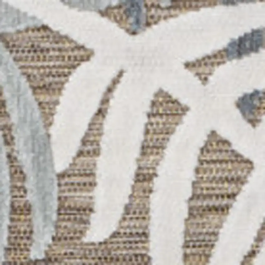 Brown Navy Blue And Ivory Floral Indoor Outdoor Area Rug Photo 2