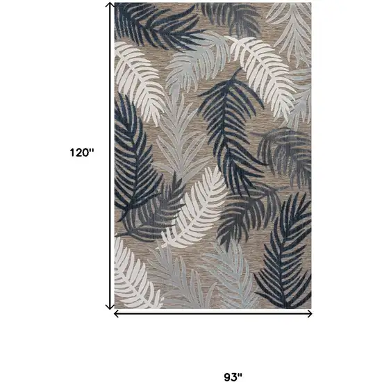 Brown Navy Blue And Ivory Floral Indoor Outdoor Area Rug Photo 3