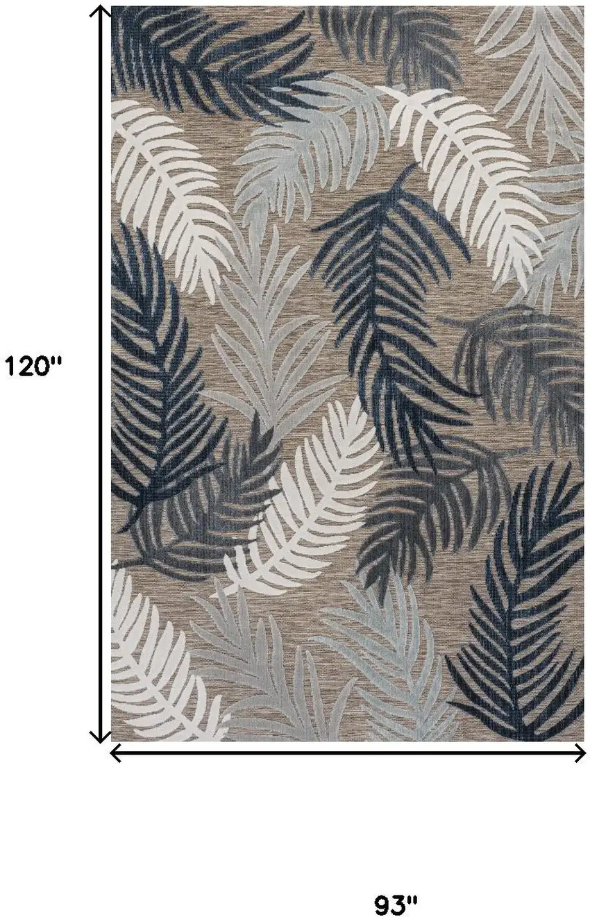 Brown Navy Blue And Ivory Floral Indoor Outdoor Area Rug Photo 3