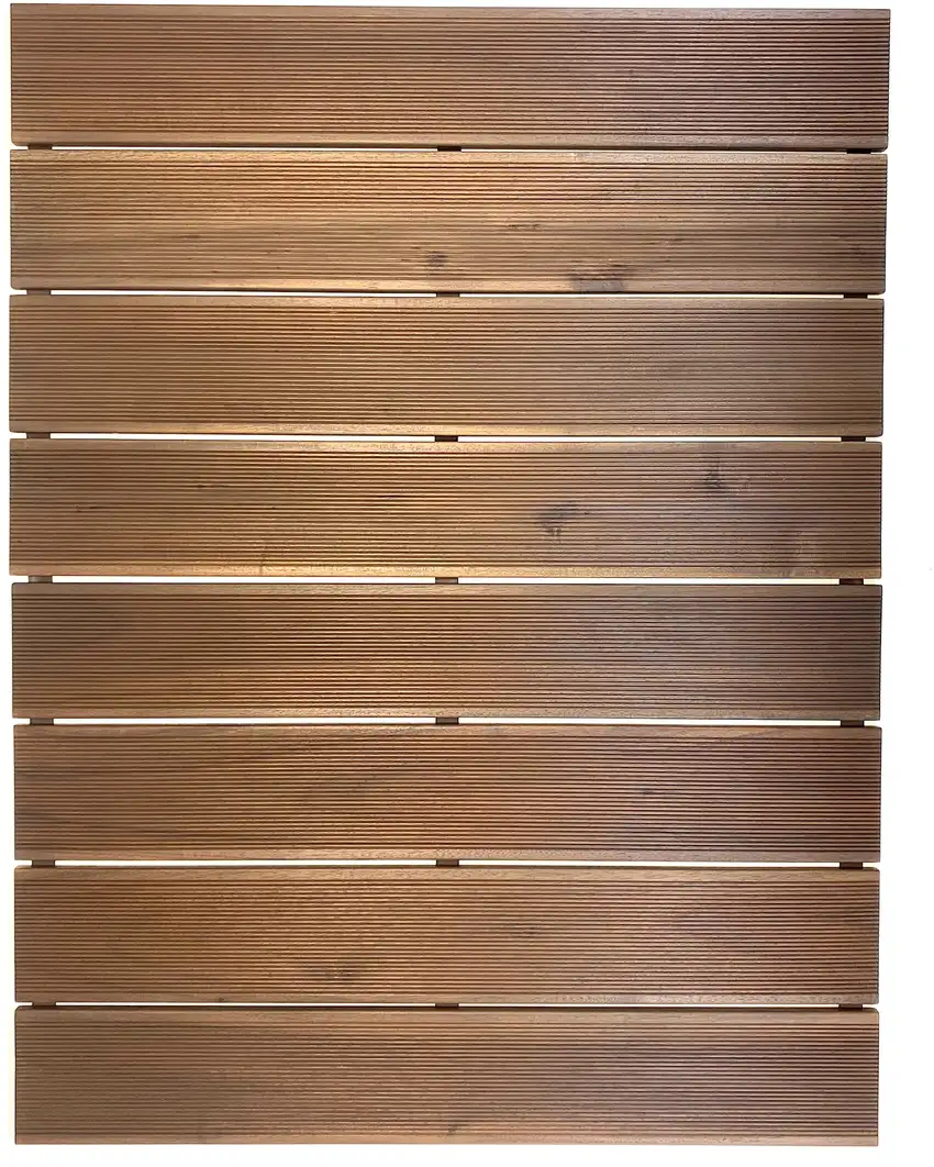 Brown Non Slip Wood Plank Bath Floor Mat Photo 1