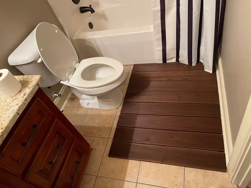 Brown Non Slip Wood Plank Bath Floor Mat Photo 6
