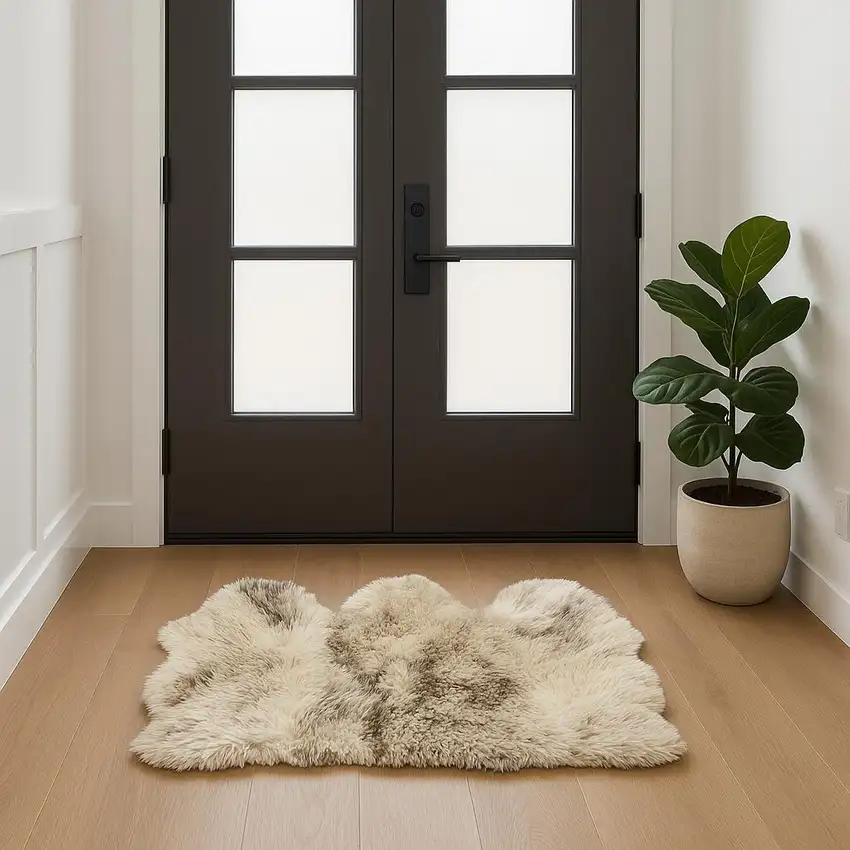 Brown Ombre Natural Sheepskin Area Rug Photo 1