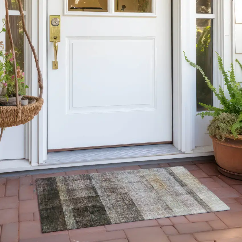 Brown Ombre Washable Non Skid Indoor Outdoor Area Rug Photo 8