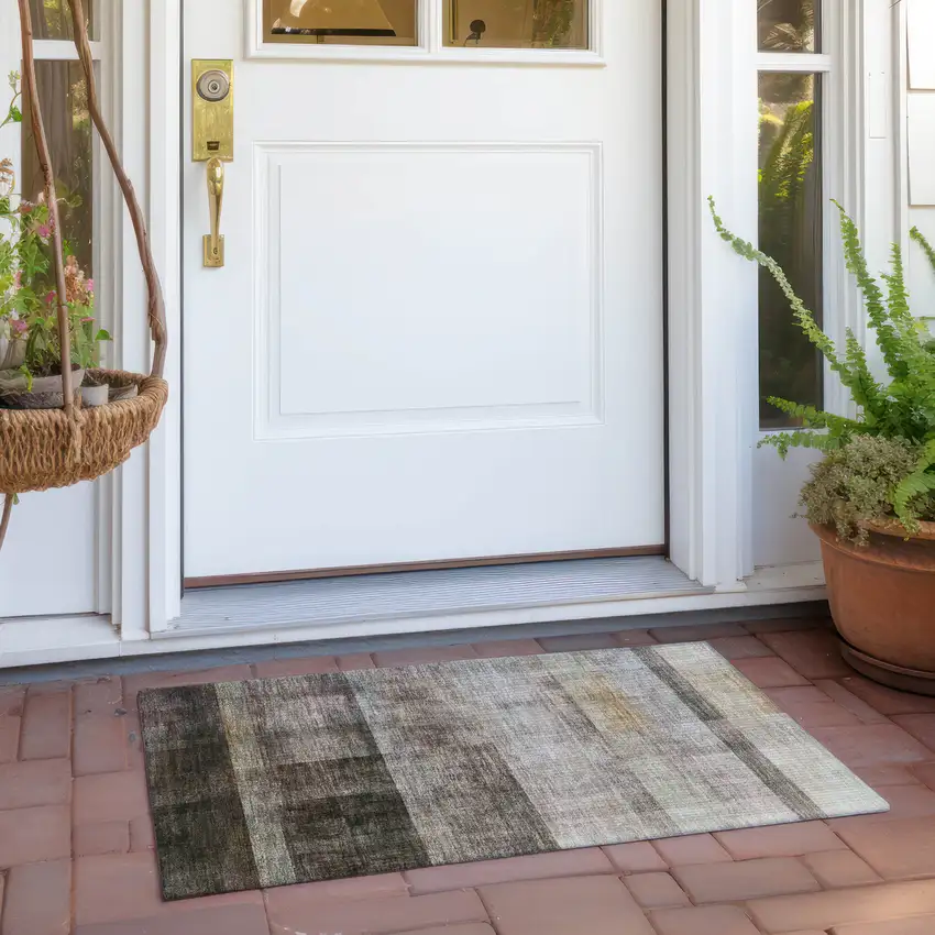 Brown Ombre Washable Non Skid Indoor Outdoor Area Rug Photo 8