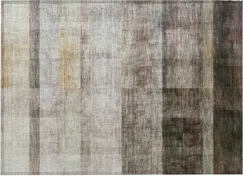 Brown Ombre Washable Non Skid Indoor Outdoor Area Rug Photo 5