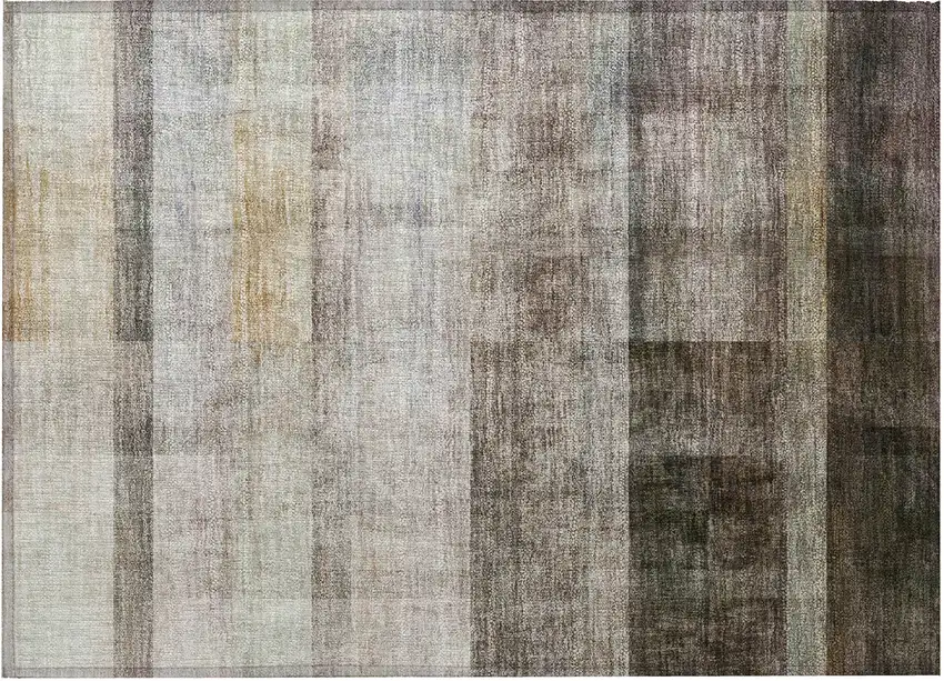 Brown Ombre Washable Non Skid Indoor Outdoor Area Rug Photo 5
