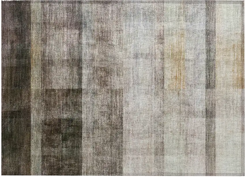 Brown Ombre Washable Non Skid Indoor Outdoor Area Rug Photo 2