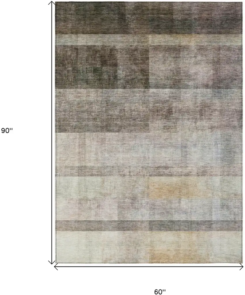Brown Ombre Washable Non Skid Indoor Outdoor Area Rug Photo 3