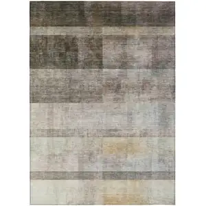 Photo of Brown Ombre Washable Non Skid Indoor Outdoor Area Rug