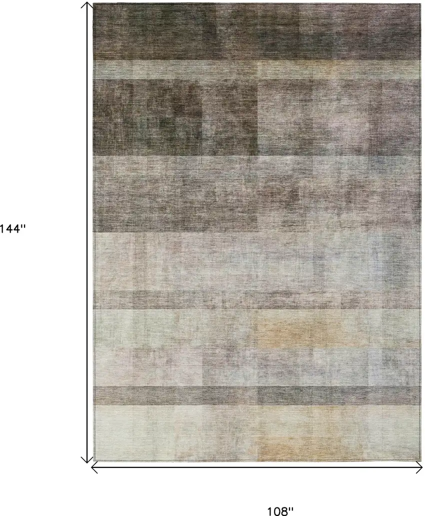 Brown Ombre Washable Non Skid Indoor Outdoor Area Rug Photo 3