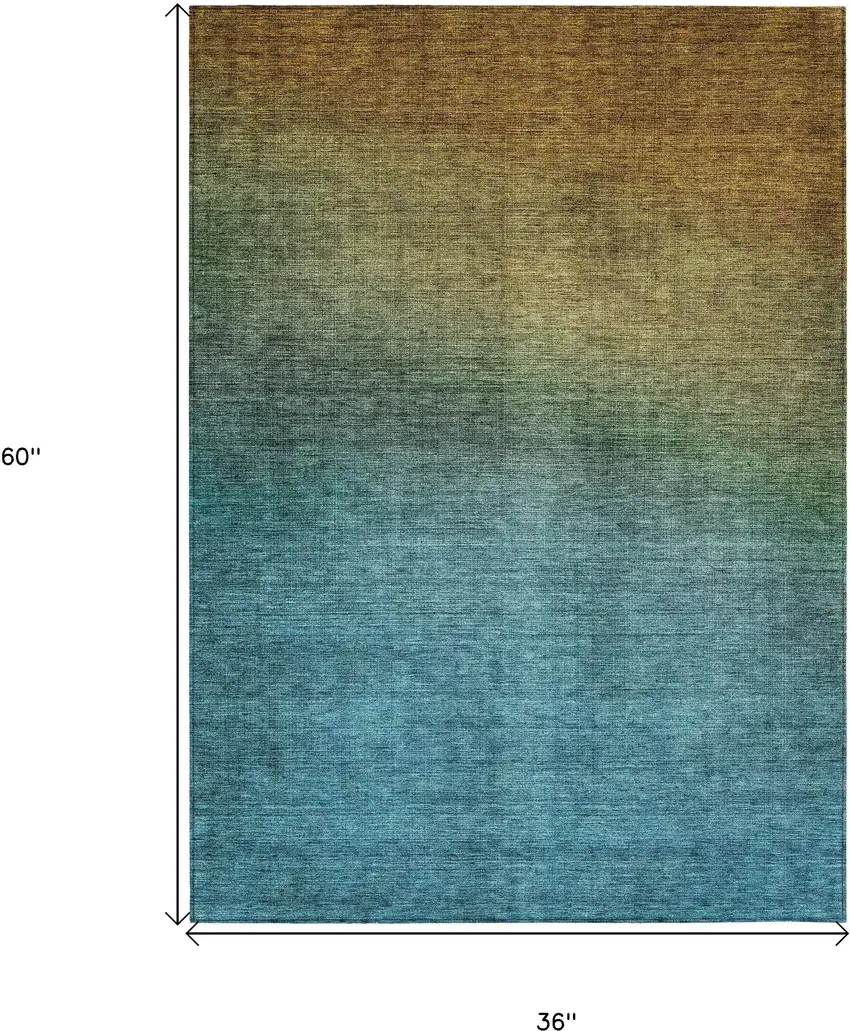 Brown Ombre Washable Non Skid Indoor Outdoor Area Rug Photo 3