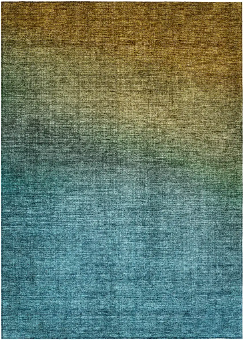 Brown Ombre Washable Non Skid Indoor Outdoor Area Rug Photo 2