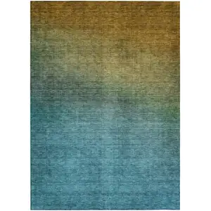 Photo of Brown Ombre Washable Non Skid Indoor Outdoor Area Rug