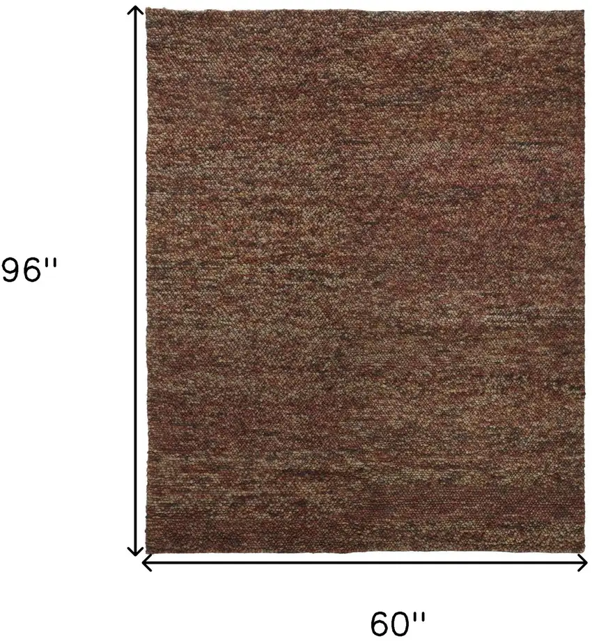 Brown Orange And Red Wool Hand Woven Distressed Stain Resistant Area Rug Photo 10