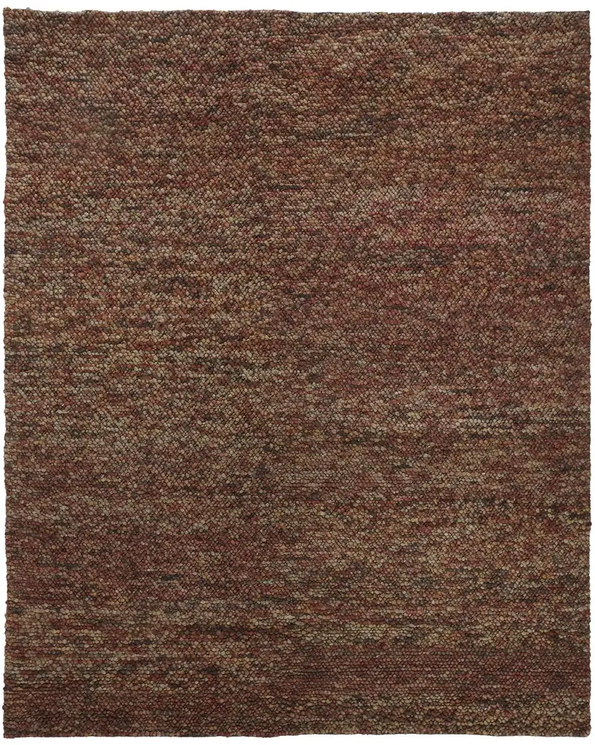 Brown Orange And Red Wool Hand Woven Distressed Stain Resistant Area Rug Photo 1