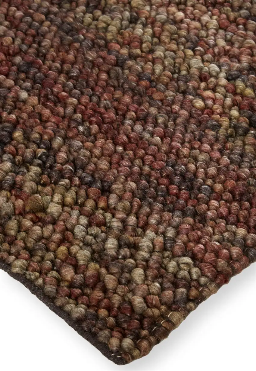 Brown Orange And Red Wool Hand Woven Distressed Stain Resistant Area Rug Photo 7