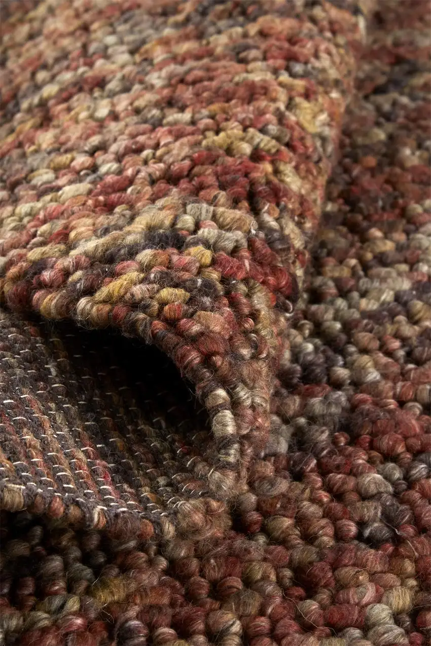 Brown Orange And Red Wool Hand Woven Distressed Stain Resistant Area Rug Photo 9