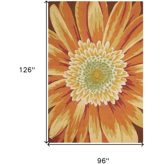 Brown Orange and Yellow Floral Hand Carved Handmade Area Rug Photo 3