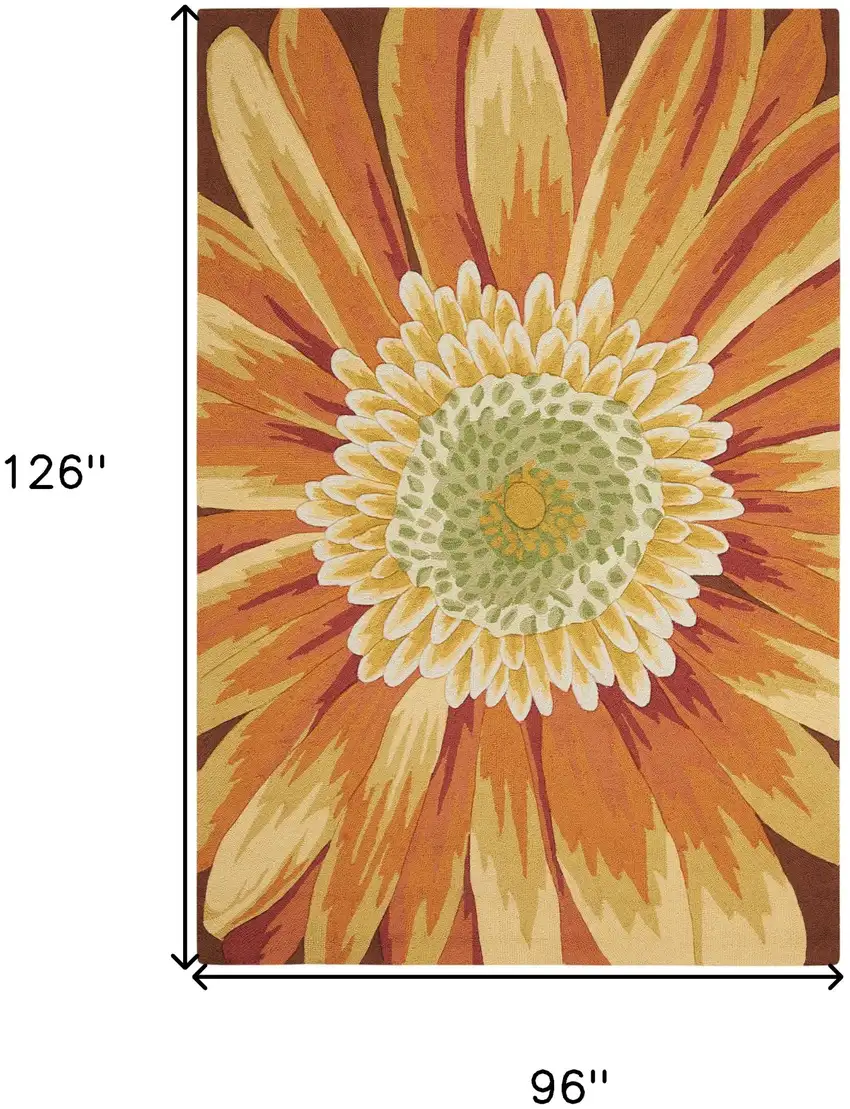 Brown Orange and Yellow Floral Hand Carved Handmade Area Rug Photo 3