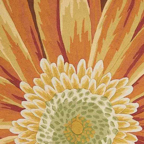 Brown Orange and Yellow Floral Hand Carved Handmade Area Rug Photo 6