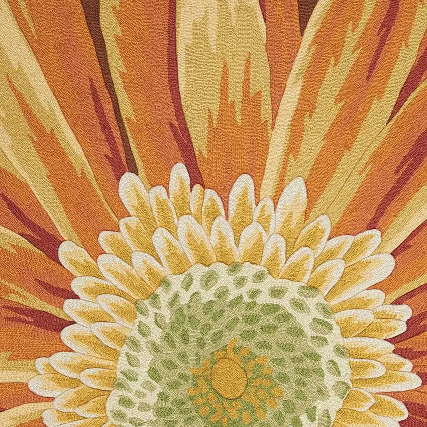 Brown Orange and Yellow Floral Hand Carved Handmade Area Rug Photo 6